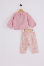 U.S. Polo Assn. Kız Bebek Bebe Yaka Pigment Baskılı Kışlık Regular Fit Pembe Bebek Takımı USB2173-C-V1