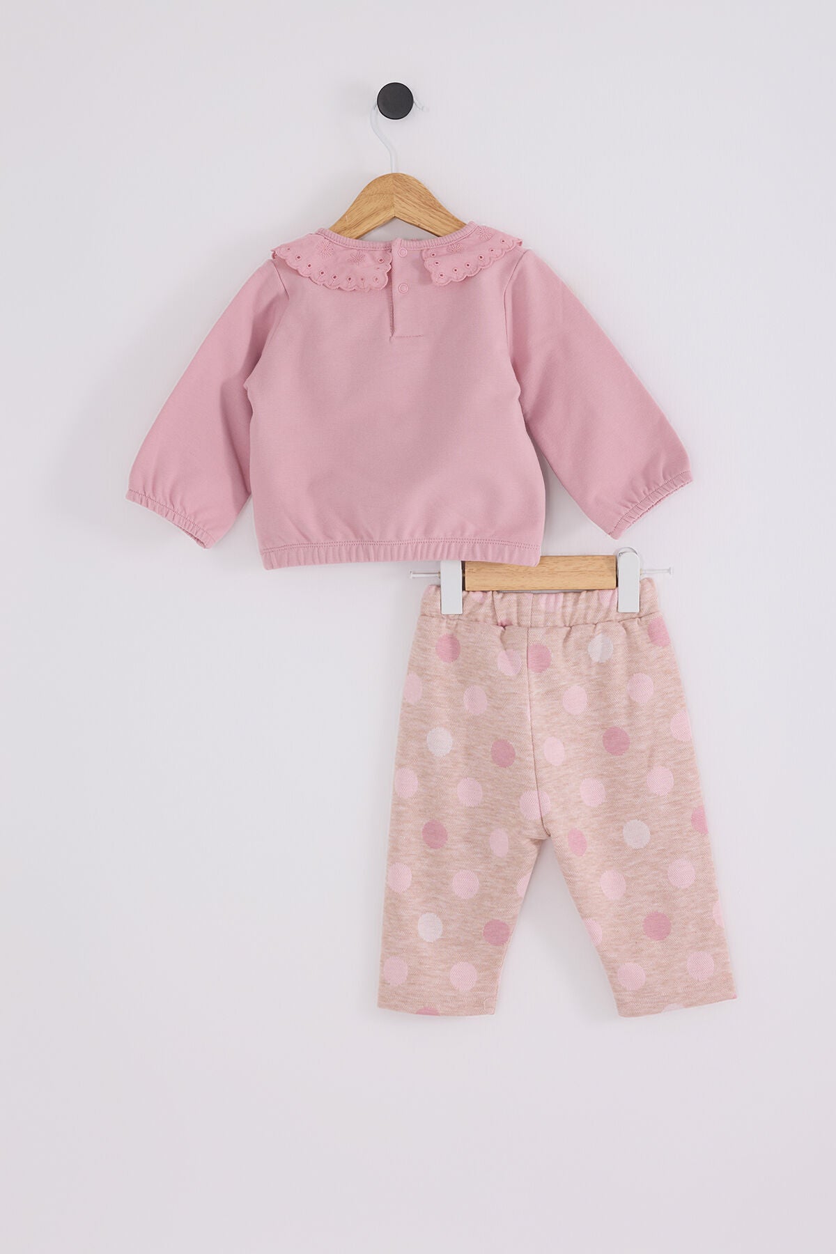 U.S. Polo Assn. Kız Bebek Bebe Yaka Pigment Baskılı Kışlık Regular Fit Pembe Bebek Takımı USB2173-C-V1