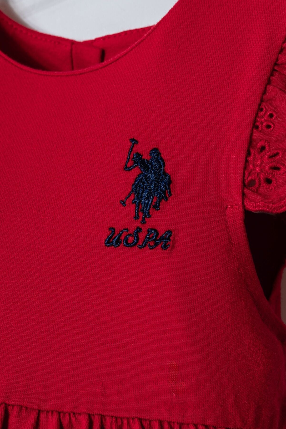 U.S. Polo Assn. Kız Bebek Bisiklet Yaka Nakışlı Yazlık Regular Fit Kırmızı Elbise USB2962-C-V2 Ürün ikincil görseli