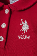U.S. Polo Assn. Kız Bebek Polo Yaka Nakışlı Yazlık Regular Fit Kırmızı Tulum USB3026-C-V1