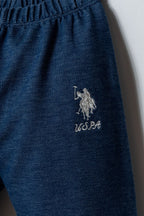 U.S. Polo Assn. Kız Bebek Düğmeli Yaka Nakışlı Yazlık Regular Fit Lacivert Bebek Takımı USB2968-C-V1