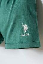 U.S. Polo Assn. Kız Bebek Bisiklet Yaka Nakışlı Yazlık Regular Fit Yeşil Bebek Takımı USB2983-C-V1