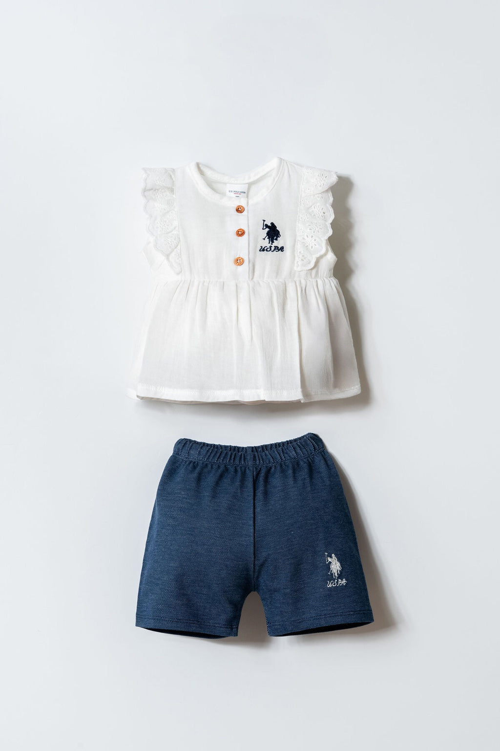 U.S. Polo Assn Kız Bebek Krem 2 Li Takım