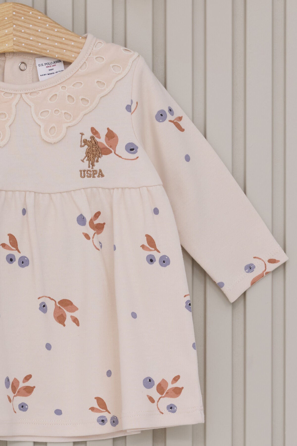 U.S. Polo Assn. Kız Bebek Bebe Yaka Pigment Baskılı Kışlık Regular Fit Krem Elbise USB2117-C-V1 Ürün ikincil görseli