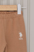 U.S. Polo Assn. Kız Bebek Bebe Yaka Pigment Baskılı Kışlık Regular Fit Krem Bebek Takımı USB2118-C-V1