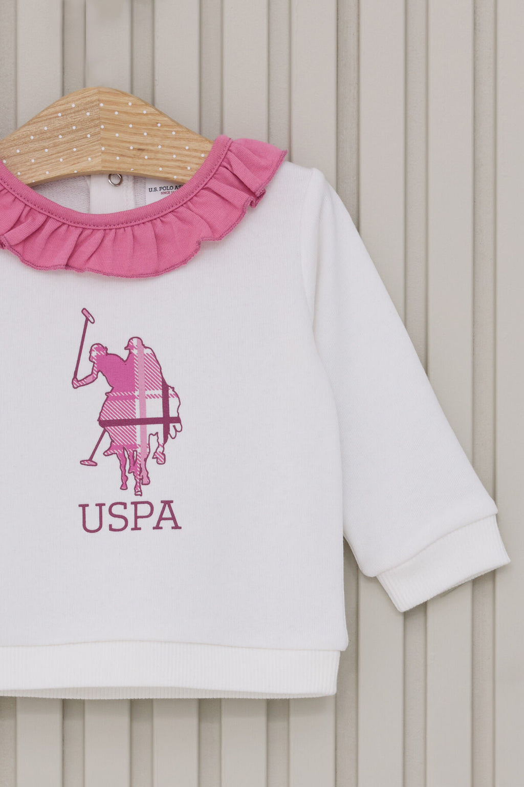 U.S. Polo Assn. Kız Bebek Bebe Yaka Pigment Baskılı Kışlık Regular Fit Beyaz Bebek Takımı USB2141-C-V1