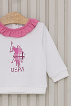 U.S. Polo Assn. Kız Bebek Bebe Yaka Pigment Baskılı Kışlık Regular Fit Beyaz Bebek Takımı USB2141-C-V1