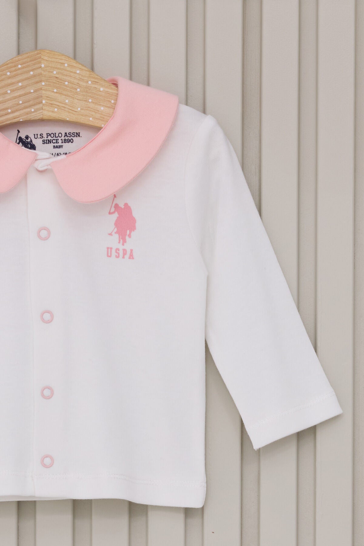 U.S. Polo Assn. Kız Bebek Bebe Yaka Pigment Baskılı Kışlık Regular Fit Beyaz Bebek Takımı USB2103-C-V1 Ürün ikincil görseli