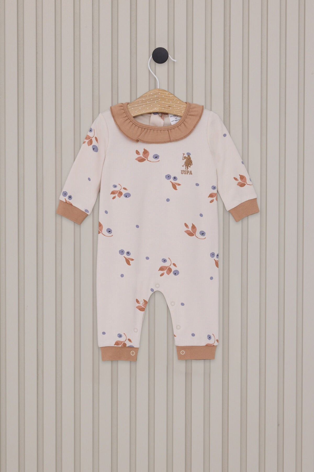 U.S. Polo Assn. Kız Bebek Bebe Yaka Pigment Baskılı Kışlık Regular Fit Krem Tulum USB2116-C-V1 Ürün ana görseli