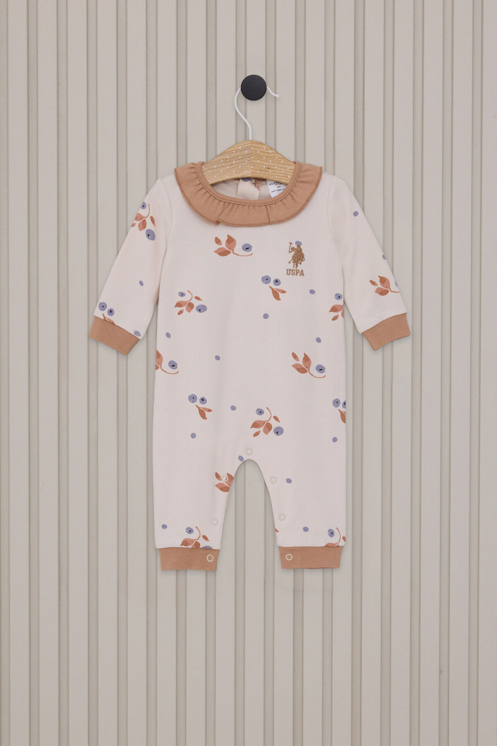 U.S. Polo Assn. Kız Bebek Bebe Yaka Pigment Baskılı Kışlık Regular Fit Krem Tulum USB2116-C-V1
