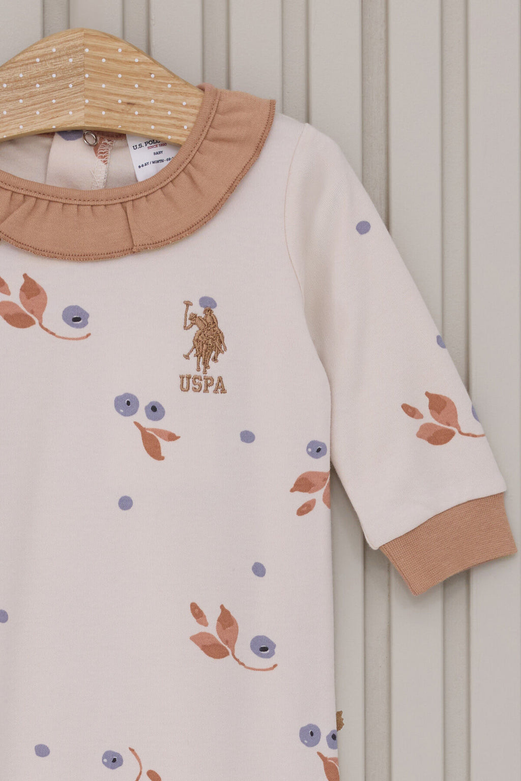 U.S. Polo Assn. Kız Bebek Bebe Yaka Pigment Baskılı Kışlık Regular Fit Krem Tulum USB2116-C-V1