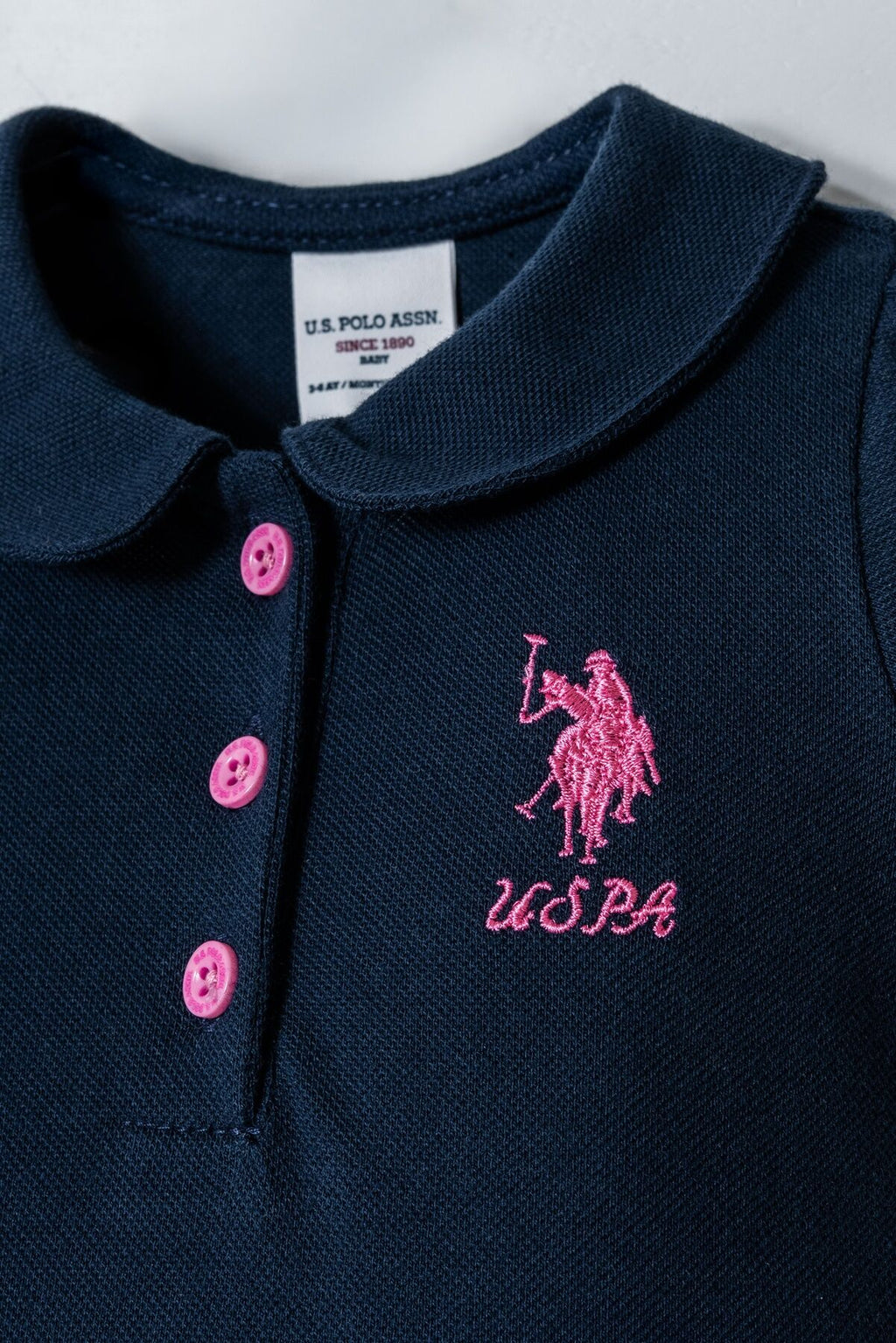 U.S. Polo Assn. Kız Bebek Polo Yaka Nakışlı Yazlık Regular Fit Lacivert Tulum USB3026-C-V3