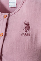 U.S. Polo Assn. Kız Bebek Bisiklet Yaka Nakışlı Yazlık Regular Fit Mor Bebek Takımı USB2976-C-V1