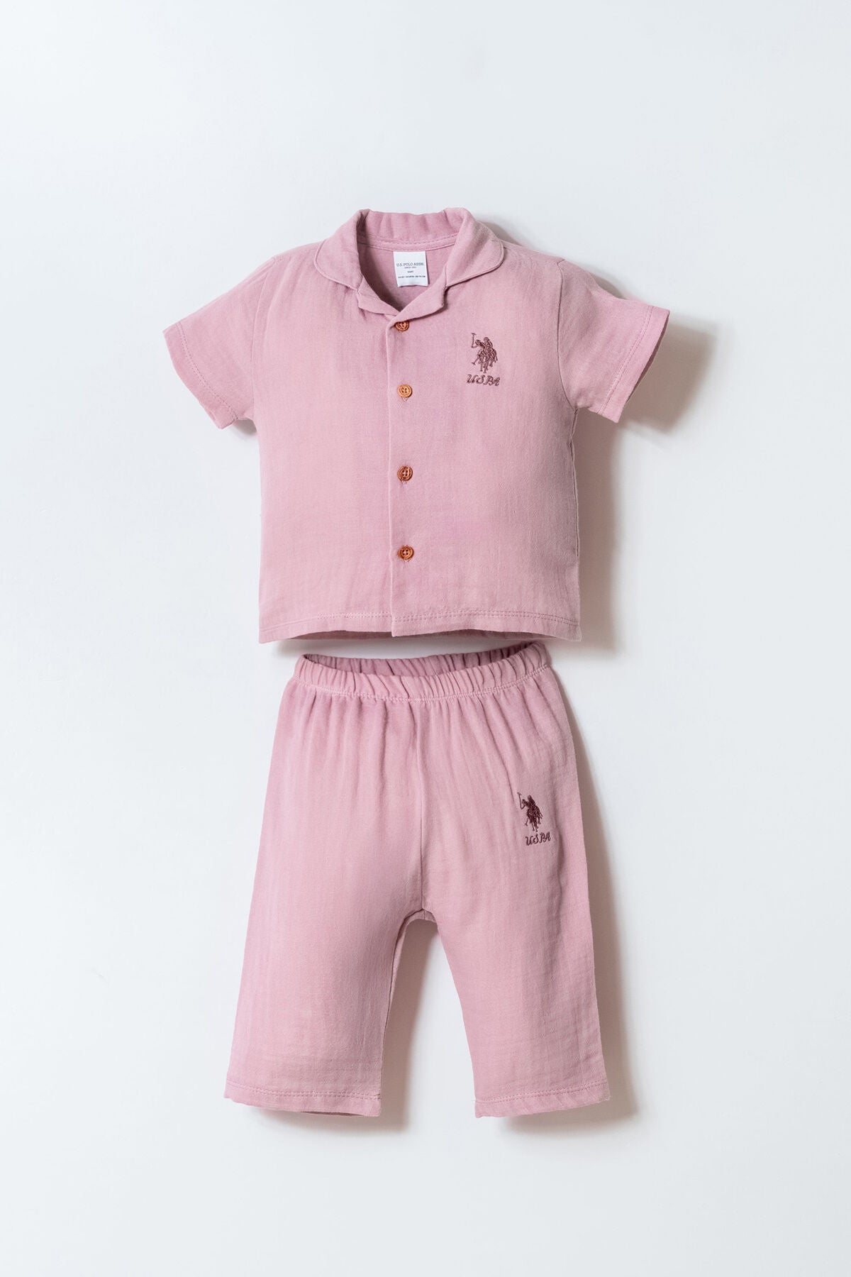 U.S. Polo Assn Kız Bebek Pembe Gömlek Pijama Takımı Ürün ana görseli