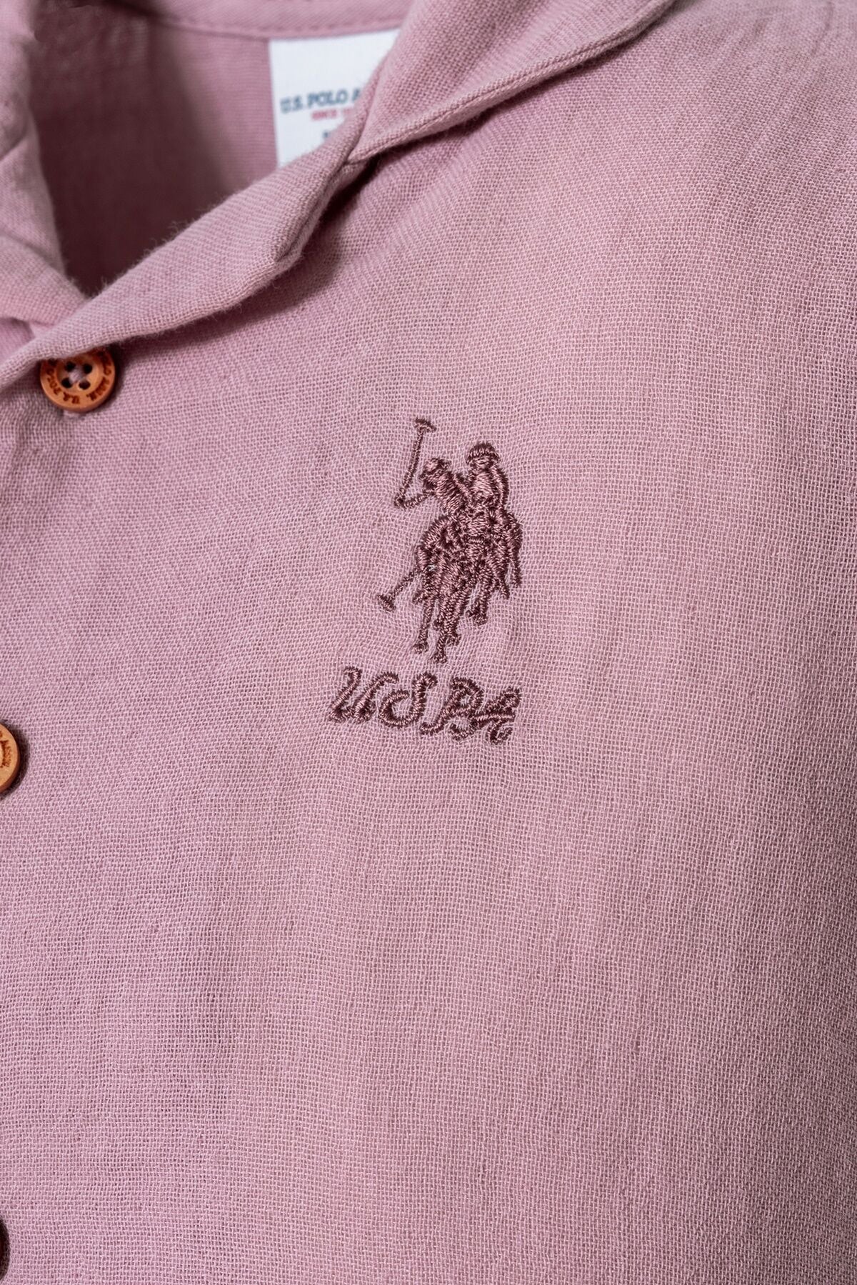 U.S. Polo Assn. Kız Bebek Gömlek Yaka Nakışlı Yazlık Regular Fit Pembe Bebek Takımı USB2978-C-V1