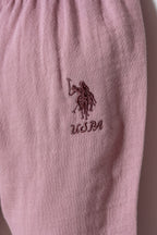 U.S. Polo Assn. Kız Bebek Gömlek Yaka Nakışlı Yazlık Regular Fit Pembe Bebek Takımı USB2978-C-V1