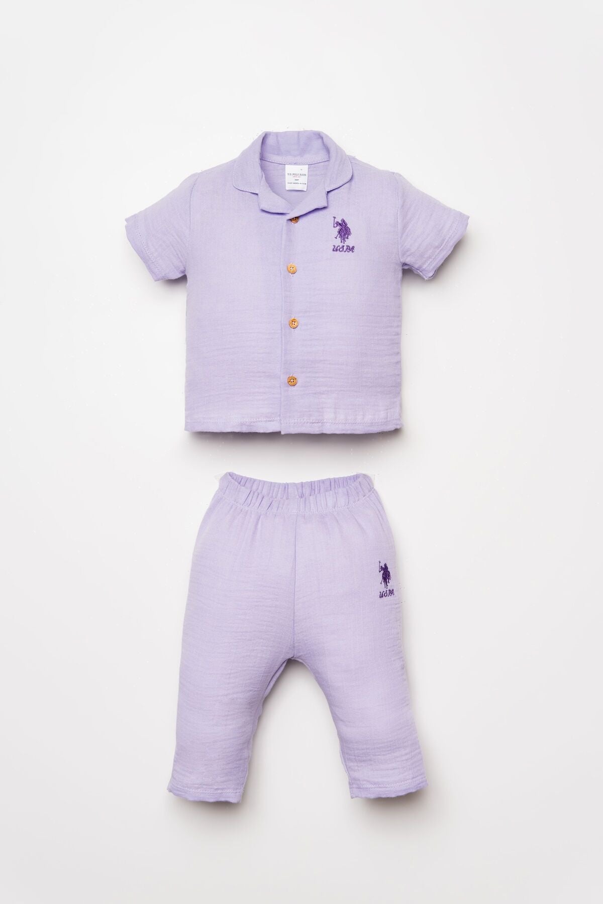 U.S. Polo Assn. Kız Bebek Gömlek Yaka Nakışlı Yazlık Regular Fit Mor Pijama Takımı USB2978-C-V6 Ürün ana görseli