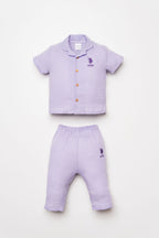 U.S. Polo Assn. Kız Bebek Gömlek Yaka Nakışlı Yazlık Regular Fit Mor Pijama Takımı USB2978-C-V6