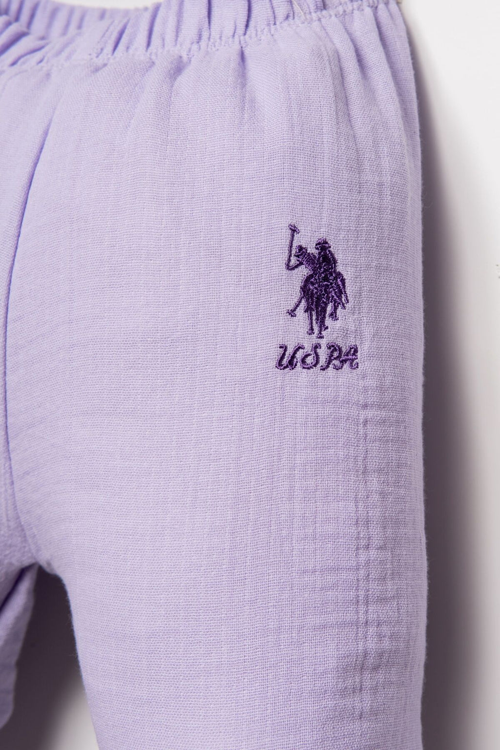 U.S. Polo Assn. Kız Bebek Gömlek Yaka Nakışlı Yazlık Regular Fit Mor Pijama Takımı USB2978-C-V6
