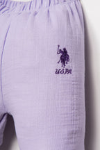 U.S. Polo Assn. Kız Bebek Gömlek Yaka Nakışlı Yazlık Regular Fit Mor Pijama Takımı USB2978-C-V6