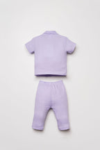 U.S. Polo Assn. Kız Bebek Gömlek Yaka Nakışlı Yazlık Regular Fit Mor Pijama Takımı USB2978-C-V6