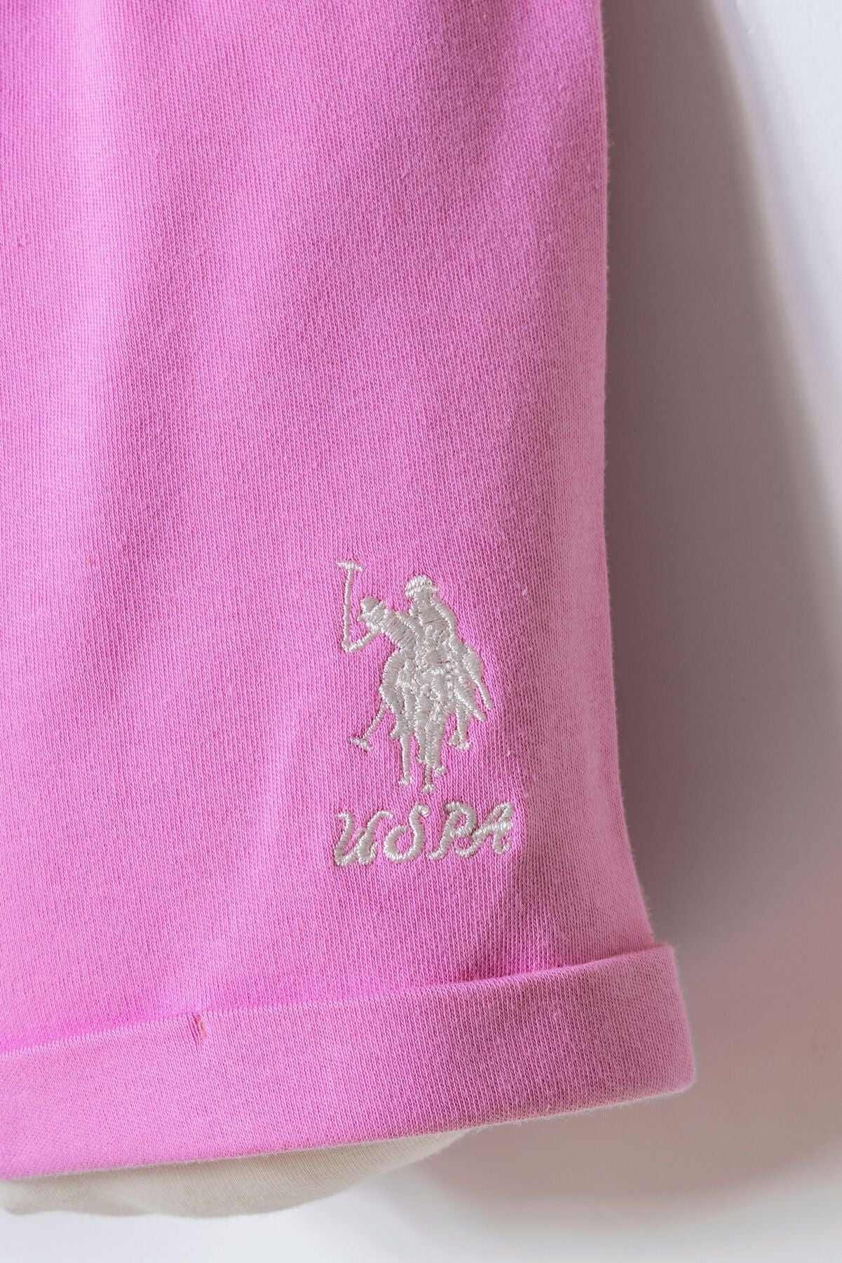 U.S. Polo Assn. Kız Bebek Kare Yaka Nakışlı Yazlık Regular Fit Pembe Bebek Takımı USB3005-C-V1