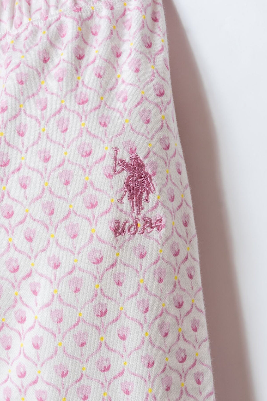 U.S. Polo Assn. Kız Bebek Bisiklet Yaka Nakışlı Yazlık Regular Fit Pembe Bebek Takımı USB3017-C-V1