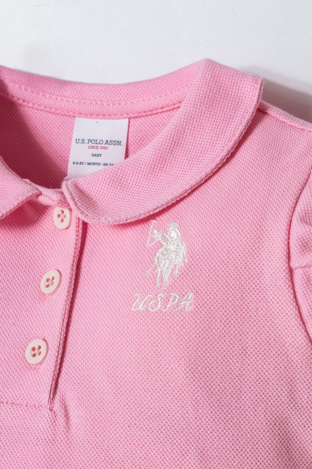 U.S. Polo Assn. Kız Bebek Polo Yaka Nakışlı Yazlık Regular Fit Pembe Bebek Takımı USB3028-C-V2