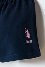 U.S. Polo Assn. Kız Bebek Polo Yaka Nakışlı Yazlık Regular Fit Pembe Bebek Takımı USB3028-C-V2