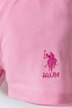 U.S. Polo Assn. Kız Bebek Polo Yaka Nakışlı Yazlık Regular Fit Pembe Bebek Takımı USB3029-C-V1