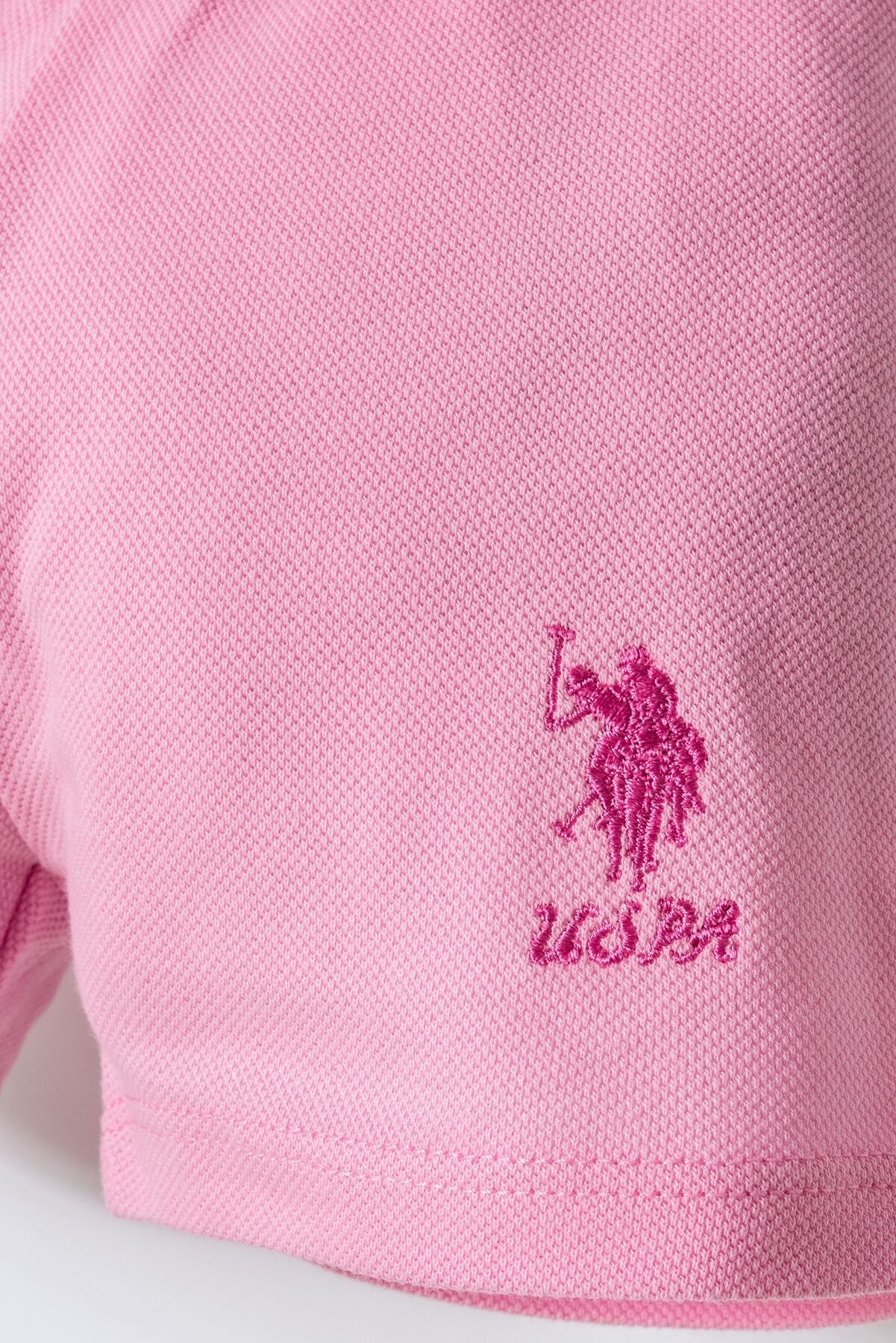 U.S. Polo Assn. Kız Bebek Polo Yaka Nakışlı Yazlık Regular Fit Pembe Bebek Takımı USB3029-C-V1