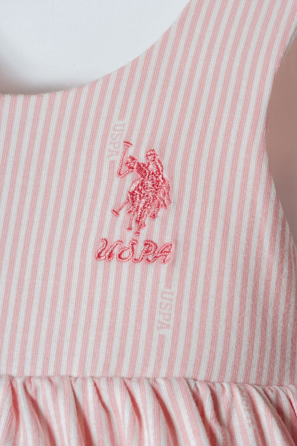 U.S. Polo Assn. Kız Bebek Bisiklet Yaka Nakışlı Yazlık Regular Fit Pembe Elbise USB2972-C-V1