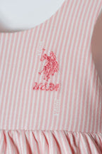 U.S. Polo Assn. Kız Bebek Bisiklet Yaka Nakışlı Yazlık Regular Fit Pembe Elbise USB2972-C-V1