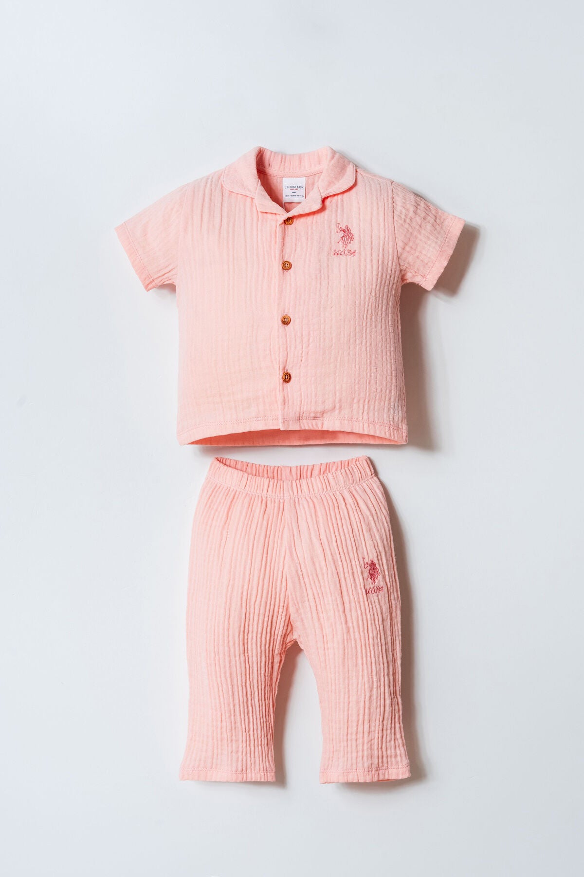 U.S. Polo Assn Kız Bebek Pembe Gömlek Pijama Takımı Ürün ana görseli