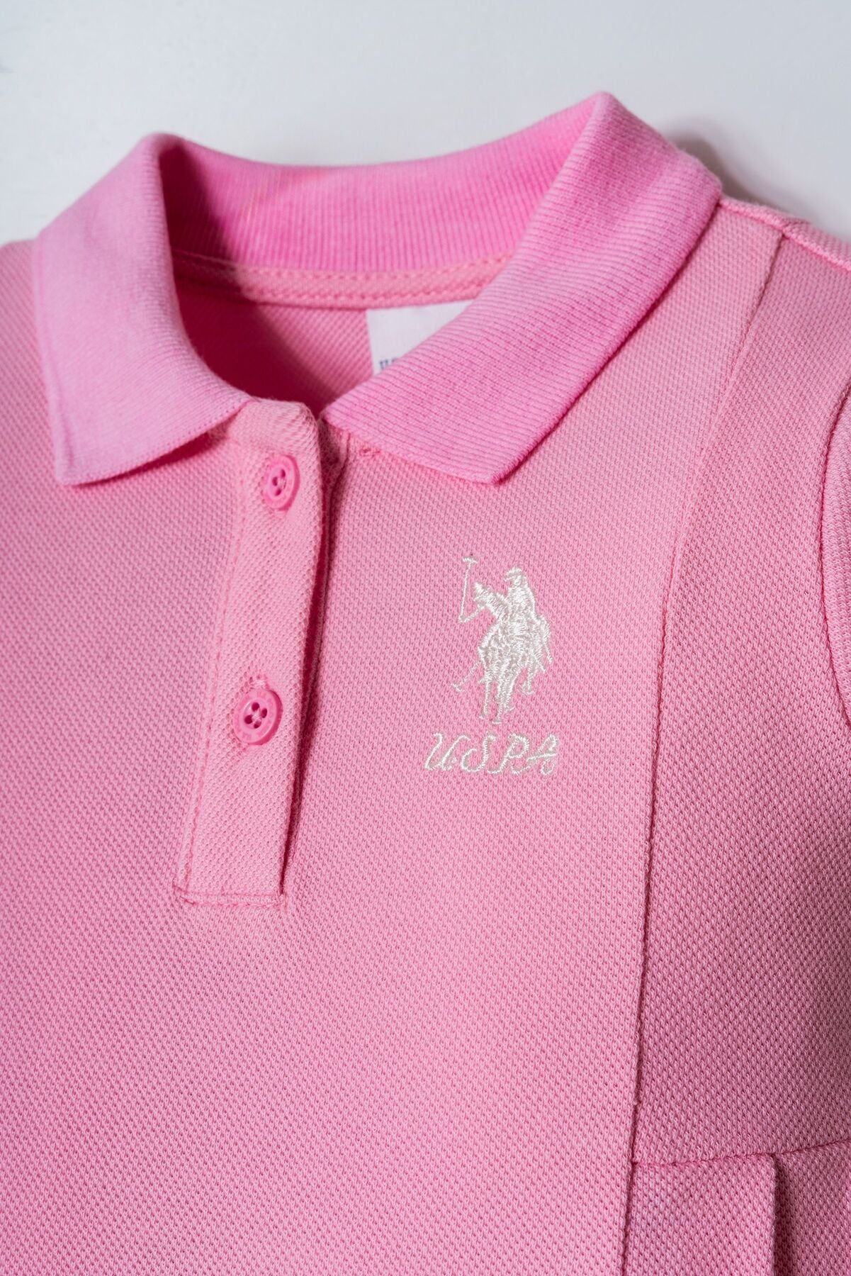 U.S Polo Assn. Kız Bebek Pembe Pike Elbise