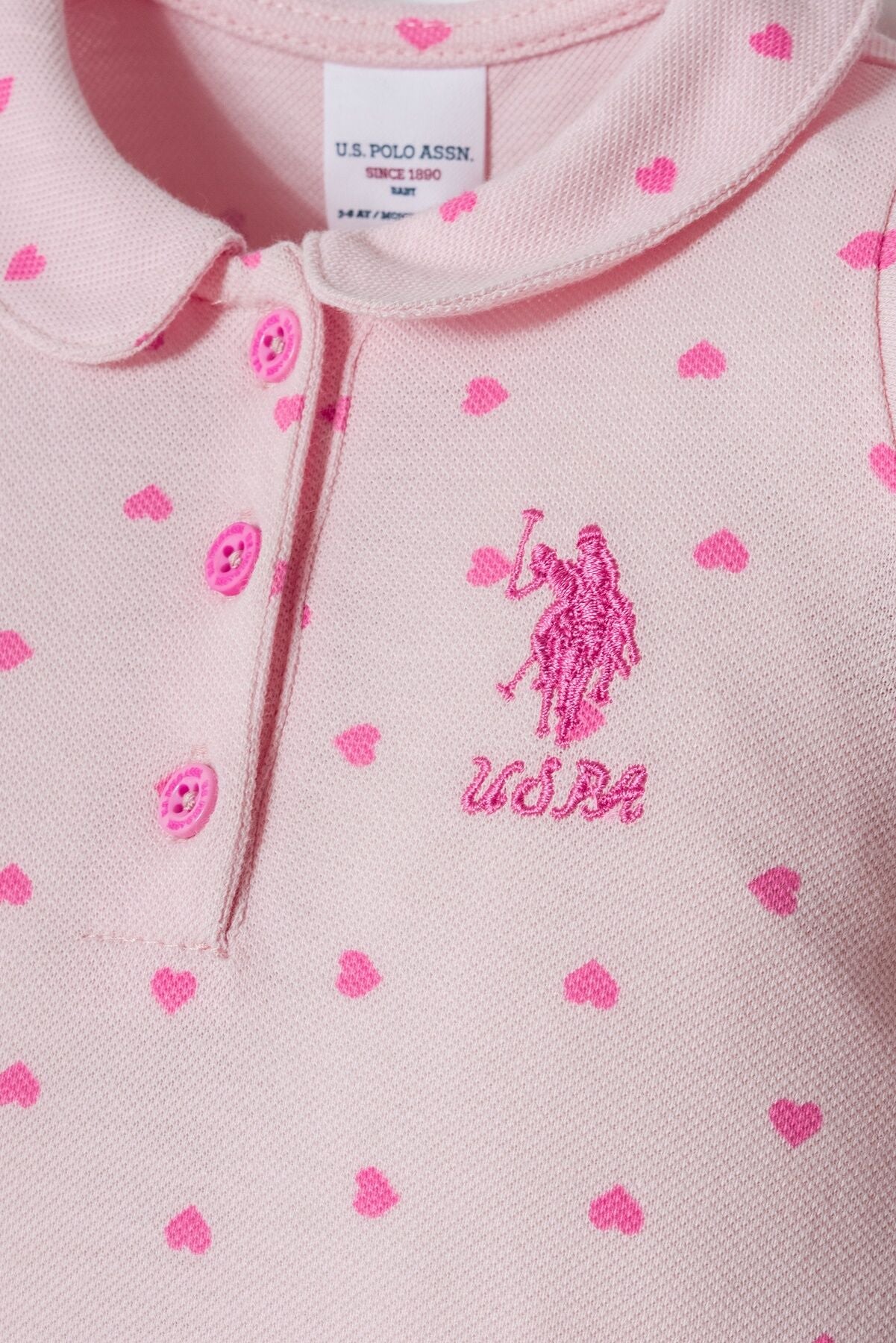 U.S. Polo Assn. Kız Bebek Polo Yaka Nakışlı Yazlık Regular Fit Pembe Tulum USB3030-C-V1 Ürün ikincil görseli