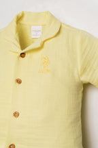 U.S. Polo Assn. Kız Bebek Gömlek Yaka Nakışlı Yazlık Regular Fit Sarı Pijama Takımı USB2978-C-V5