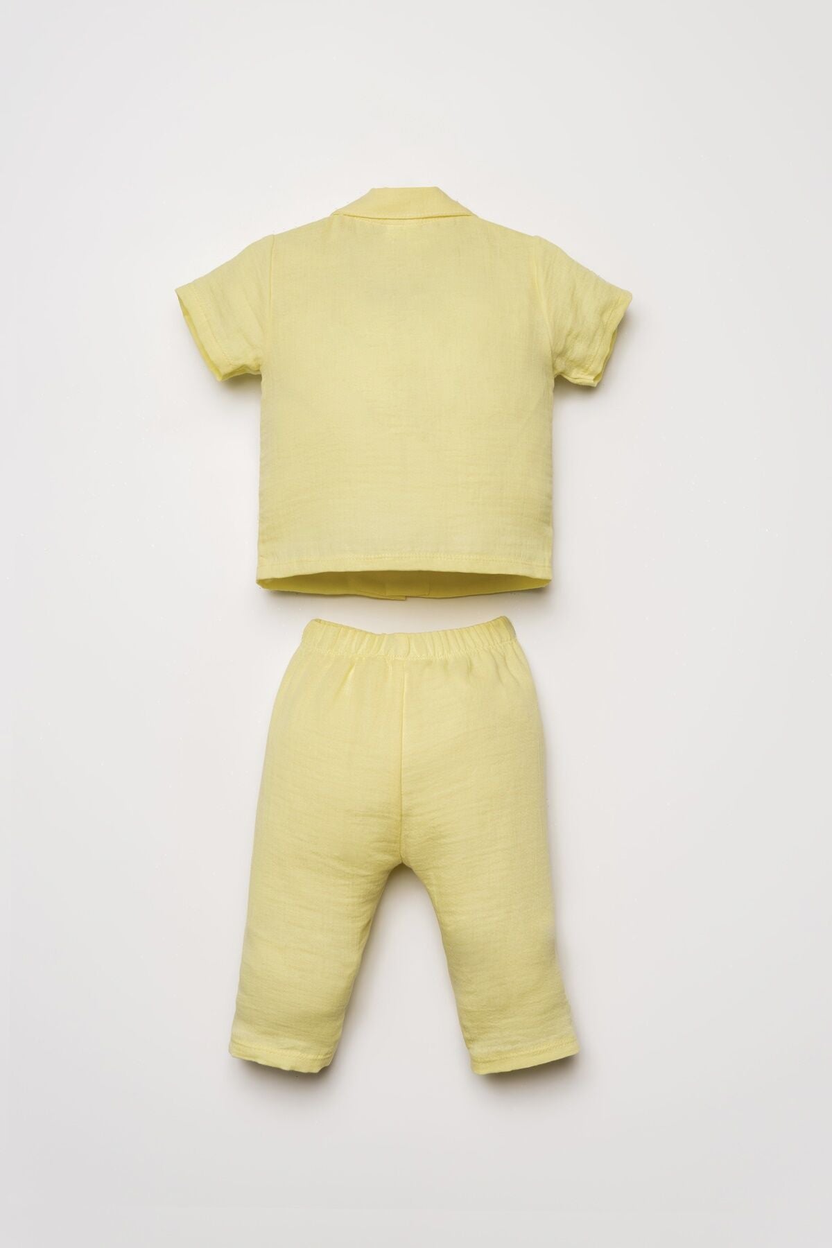 U.S. Polo Assn. Kız Bebek Gömlek Yaka Nakışlı Yazlık Regular Fit Sarı Pijama Takımı USB2978-C-V5