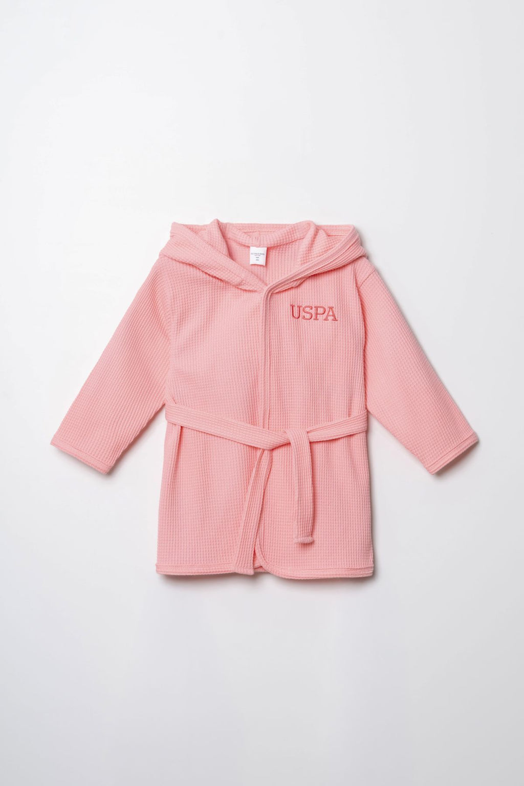 U.S. Polo Assn. Kız Bebek V Yaka Nakışlı Yazlık Regular Fit Pembe Bornoz USB3047-C-V3