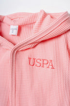 U.S. Polo Assn. Kız Bebek V Yaka Nakışlı Yazlık Regular Fit Pembe Bornoz USB3047-C-V3