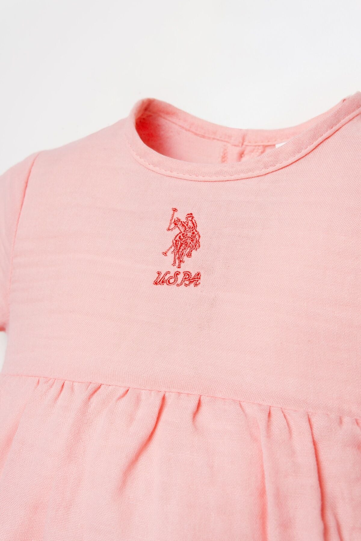 U.S. Polo Assn. Kız Bebek Bisiklet Yaka Nakışlı Yazlık Regular Fit Pembe Elbise USB2977-C-V4 Ürün ikincil görseli