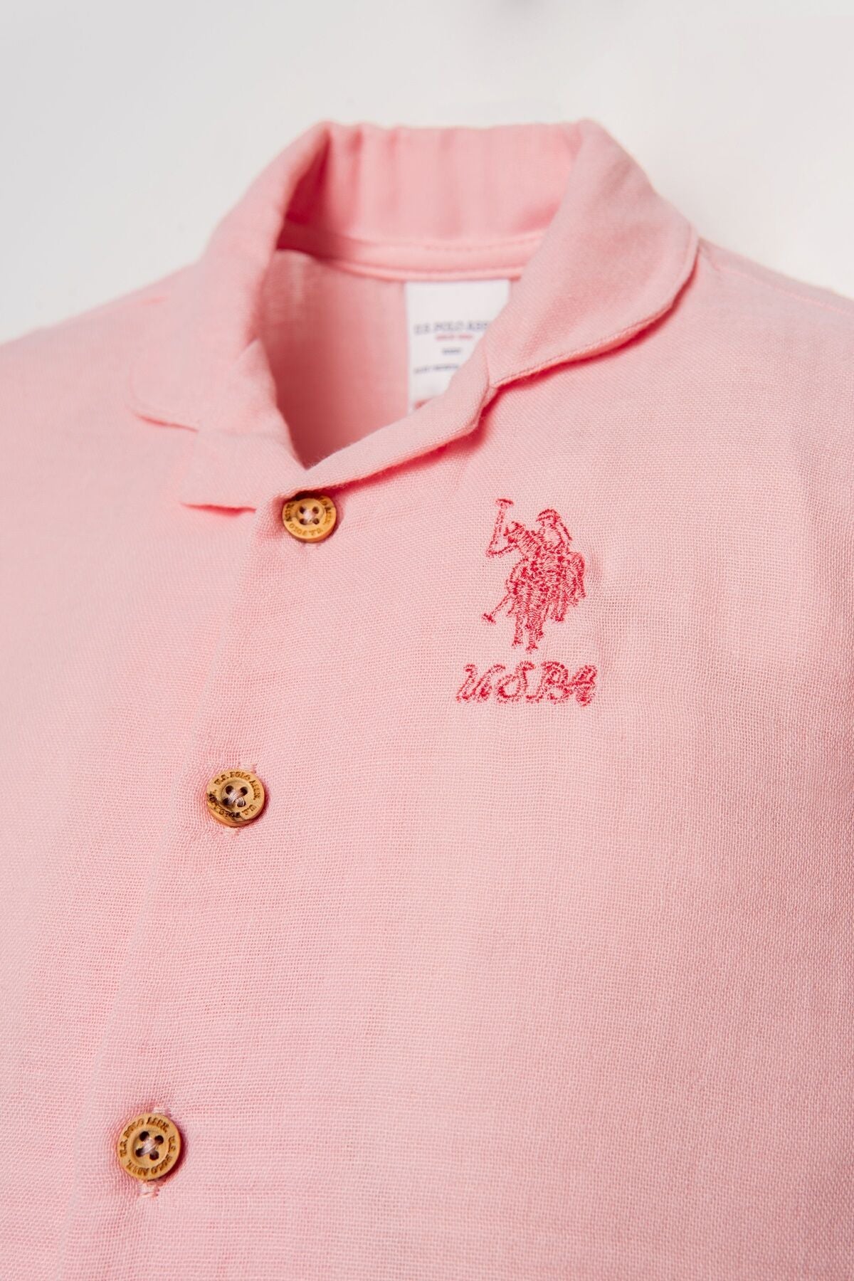 U.S. Polo Assn. Kız Bebek Gömlek Yaka Nakışlı Yazlık Regular Fit Pembe Pijama Takımı USB2978-C-V4 Ürün ikincil görseli