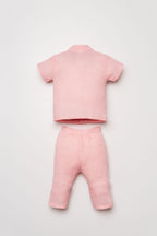 U.S. Polo Assn. Kız Bebek Gömlek Yaka Nakışlı Yazlık Regular Fit Pembe Pijama Takımı USB2978-C-V4