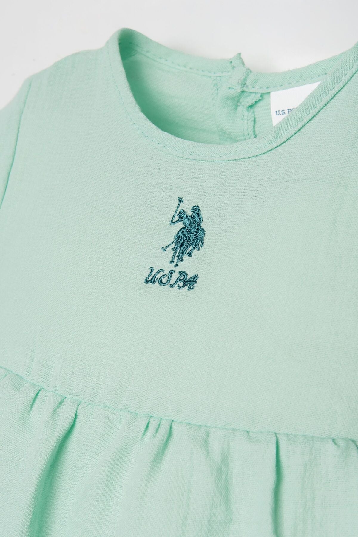 U.S. Polo Assn. Kız Bebek Bisiklet Yaka Nakışlı Yazlık Regular Fit Yeşil Elbise USB2977-C-V3 Ürün ikincil görseli