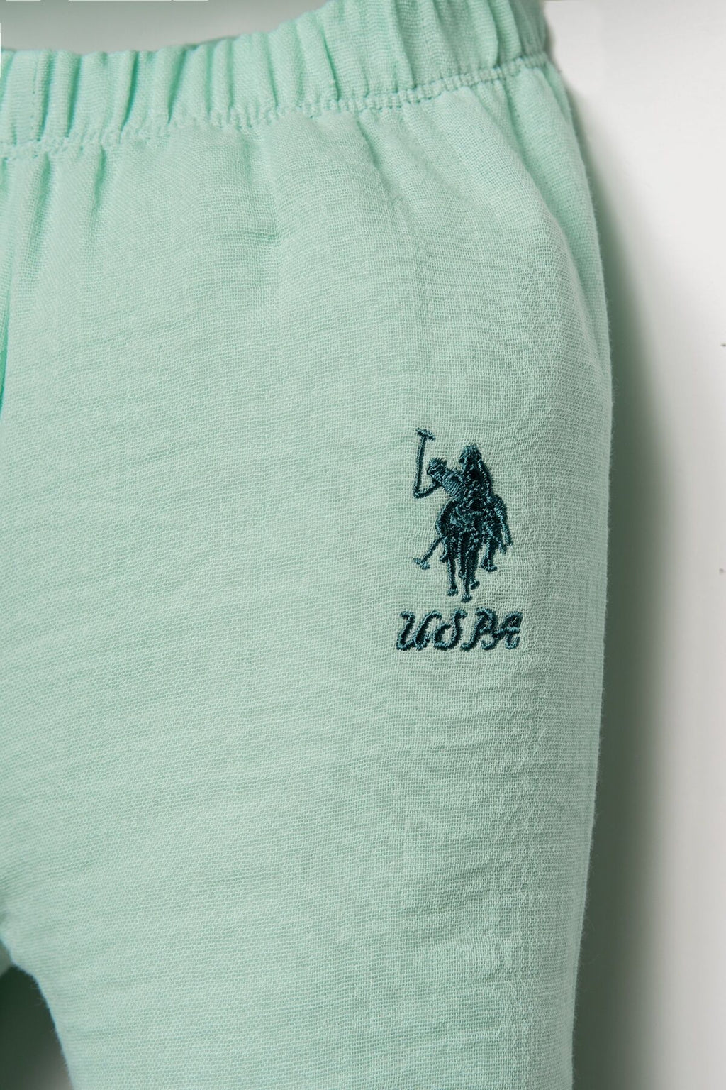 U.S. Polo Assn. Kız Bebek Gömlek Yaka Nakışlı Yazlık Regular Fit Yeşil Pijama Takımı USB2978-C-V3