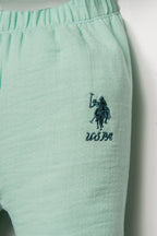 U.S. Polo Assn. Kız Bebek Gömlek Yaka Nakışlı Yazlık Regular Fit Yeşil Pijama Takımı USB2978-C-V3