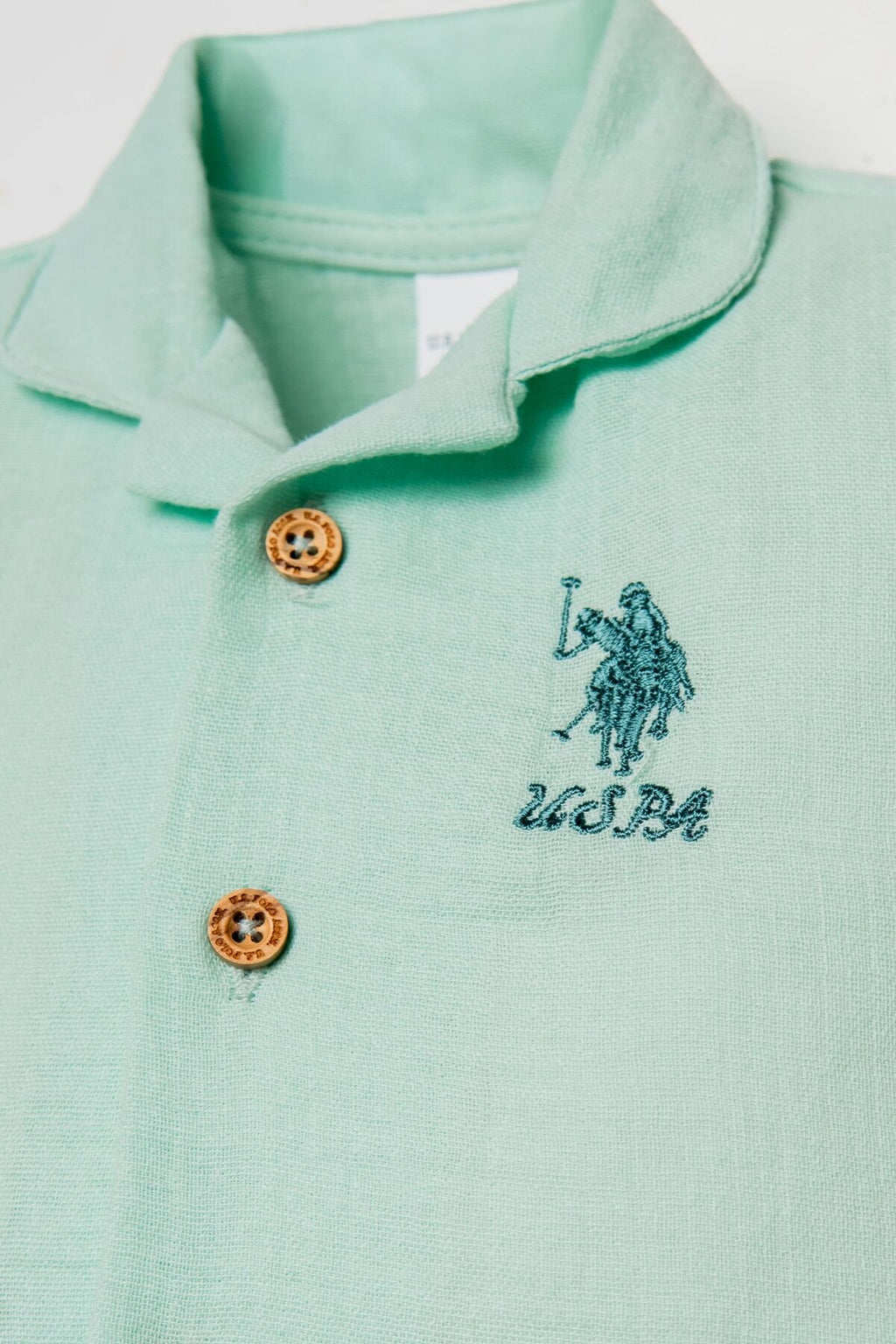 U.S. Polo Assn. Kız Bebek Gömlek Yaka Nakışlı Yazlık Regular Fit Yeşil Pijama Takımı USB2978-C-V3