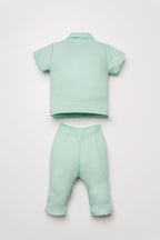 U.S. Polo Assn. Kız Bebek Gömlek Yaka Nakışlı Yazlık Regular Fit Yeşil Pijama Takımı USB2978-C-V3
