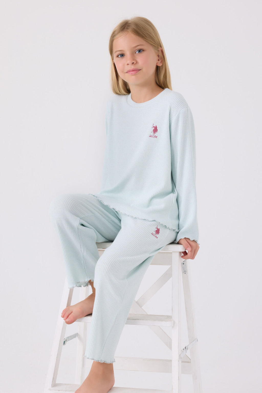 Kız Çocuk Mavi Uzun Kol Pijama Takım