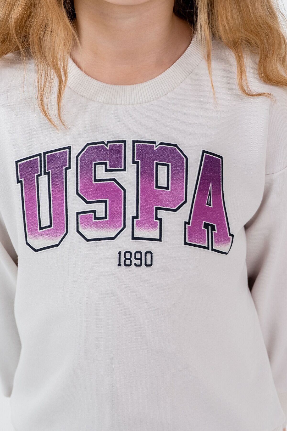 U.S. Polo Assn. Kız Çocuk Baskılı Beyaz Uzun Kol Eşofman Takımı US2701-C-V1